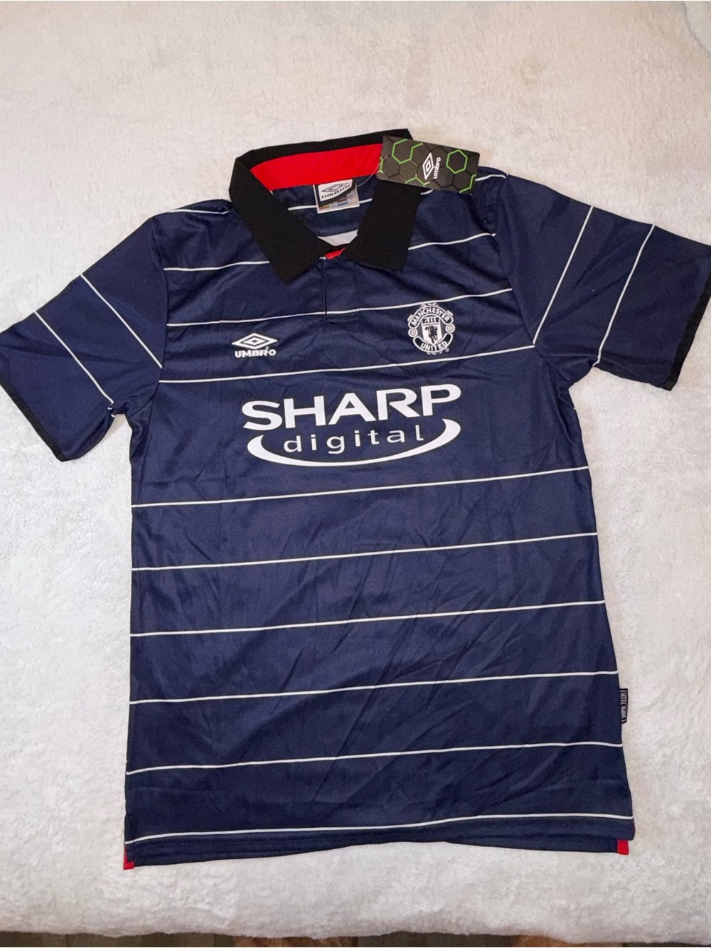Umbro Men’s Sharp Digital Manchester KEANE 16 Vintage Polo Short Sleeve Size L
